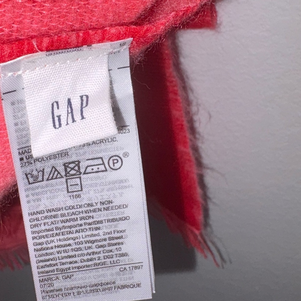 GAP Brushed Scarf Large Pink Polka Dots Red Reversible Wrap Shawl Scarf - Picture 5 of 10